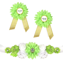 Load image into Gallery viewer, Babymoon Set of 3 Pregnant Mothers Maternity Belt with Mom & Dad Badges - Green