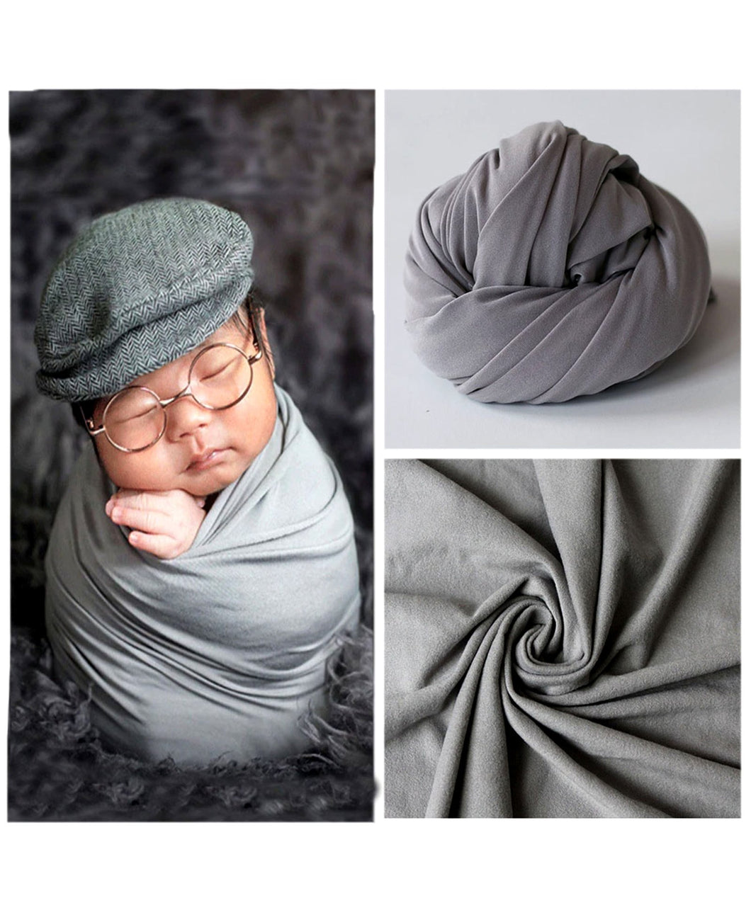 Babymoon Jersey Stretchble Baby Photography Shoot Wrap Cloth- Steel Grey