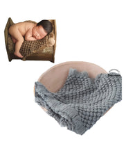 Load image into Gallery viewer, Babymoon Fringe Bubble Layer Basket Filler Baby Photography Blanket | Grey