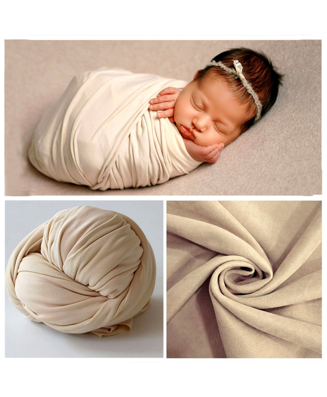 Babymoon Jersey Stretchble Baby Photography Shoot Wrap Cloth- Ivory White
