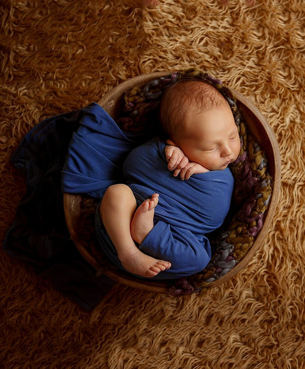 Babymoon Jersey Stretchble Baby Photography Shoot Wrap Cloth- Navy Blue