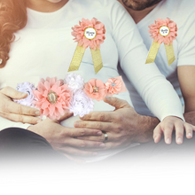 Load image into Gallery viewer, Babymoon Set of 3 Pregnant Mothers Maternity Belt with Mom & Dad Badges - Peach