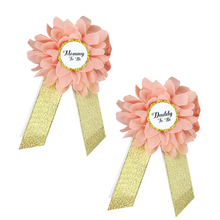 Load image into Gallery viewer, Babymoon Set of 3 Pregnant Mothers Maternity Belt with Mom & Dad Badges - Peach