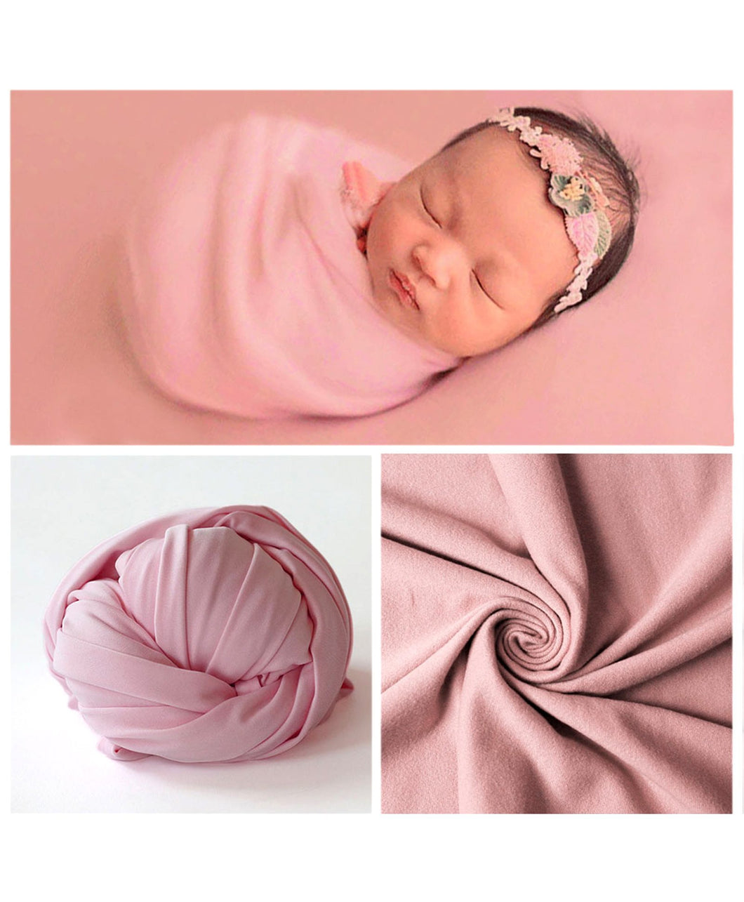 Babymoon Jersey Stretchble Baby Photography Shoot Wrap Cloth- Baby Pink