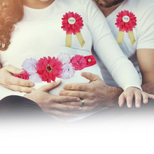 Load image into Gallery viewer, Babymoon Set of 3 Pregnant Mothers Maternity Belt with Mom & Dad Badges - Dark Pink