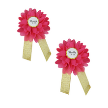 Load image into Gallery viewer, Babymoon Set of 3 Pregnant Mothers Maternity Belt with Mom & Dad Badges - Dark Pink