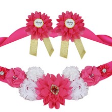 Load image into Gallery viewer, Babymoon Set of 3 Pregnant Mothers Maternity Belt with Mom & Dad Badges - Dark Pink