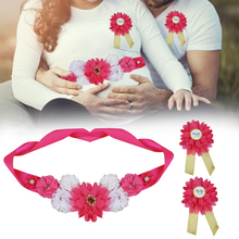 Load image into Gallery viewer, Babymoon Set of 3 Pregnant Mothers Maternity Belt with Mom &amp; Dad Badges - Dark Pink
