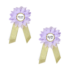 Load image into Gallery viewer, Babymoon Set of 3 Pregnant Mothers Maternity Belt with Mom &amp; Dad Badges - Purple
