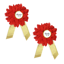 Load image into Gallery viewer, Babymoon Set of 3 Pregnant Mothers Maternity Belt with Mom & Dad Badges - Red