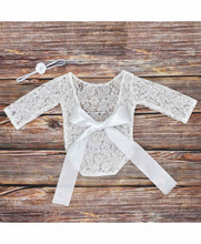 Load image into Gallery viewer, Babymoon Set of 2 | Lace Romper with Hairband Photoshoot Props Costume | 0-1 Month | White