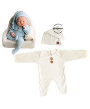 Load image into Gallery viewer, Babymoon Strechable Bodysuit and Hat New Born Outfits Costumes - White