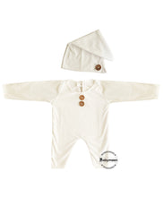 Load image into Gallery viewer, Babymoon Strechable Bodysuit and Hat New Born Outfits Costumes - White