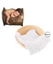Load image into Gallery viewer, Babymoon Fringe Bubble Layer Basket Filler Baby Photography Blanket | White
