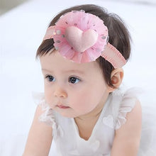 Load image into Gallery viewer, Babymoon | Set of 3 | Designer Princess Baby Girl’s Headbands | Hair Accessories | Flower Pink | Heart Blue | Bow Multi
