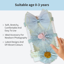 Load image into Gallery viewer, Babymoon | Set of 3 | Designer Princess Baby Girl’s Headbands | Hair Accessories | Flower Blue| Blue Bow
