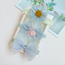Load image into Gallery viewer, Babymoon | Set of 3 | Designer Princess Baby Girl’s Headbands | Hair Accessories | Flower Blue| Blue Bow
