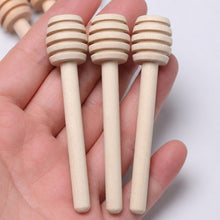 Load image into Gallery viewer, Babymoon Set of 3 | 8cm Mini Wooden Honey Dipper Sticks | Natural Wood Honey Spoon Dispenser Wand | Small Drizzle Stirrer Prop for Baby Food Photoshoot, Wedding Party Favours | Decorative Add-ons
