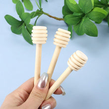 Load image into Gallery viewer, Babymoon Set of 3 | 8cm Mini Wooden Honey Dipper Sticks | Natural Wood Honey Spoon Dispenser Wand | Small Drizzle Stirrer Prop for Baby Food Photoshoot, Wedding Party Favours | Decorative Add-ons
