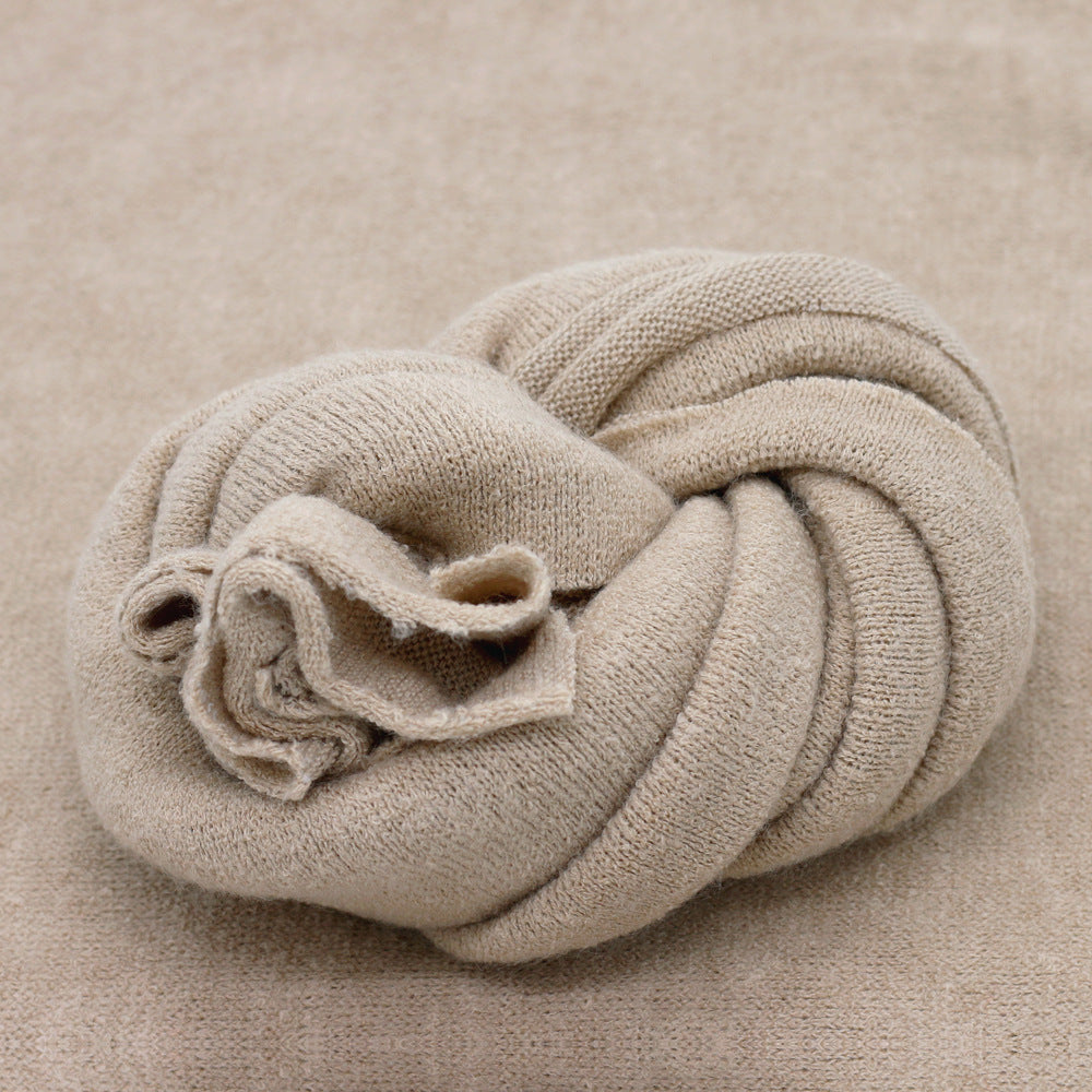 Babymoon Set of 2 | Knitted Wool Wrap and Bean Bag Layer | Baby Photography Props | Beige