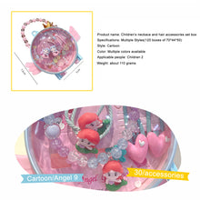 Load image into Gallery viewer, Babymoon Baby Girl Gift Box Set of 8 | Baby Girl Hair Accessories | Hair Clips | Necklace | Butterfly | Rubber Band | Pink
