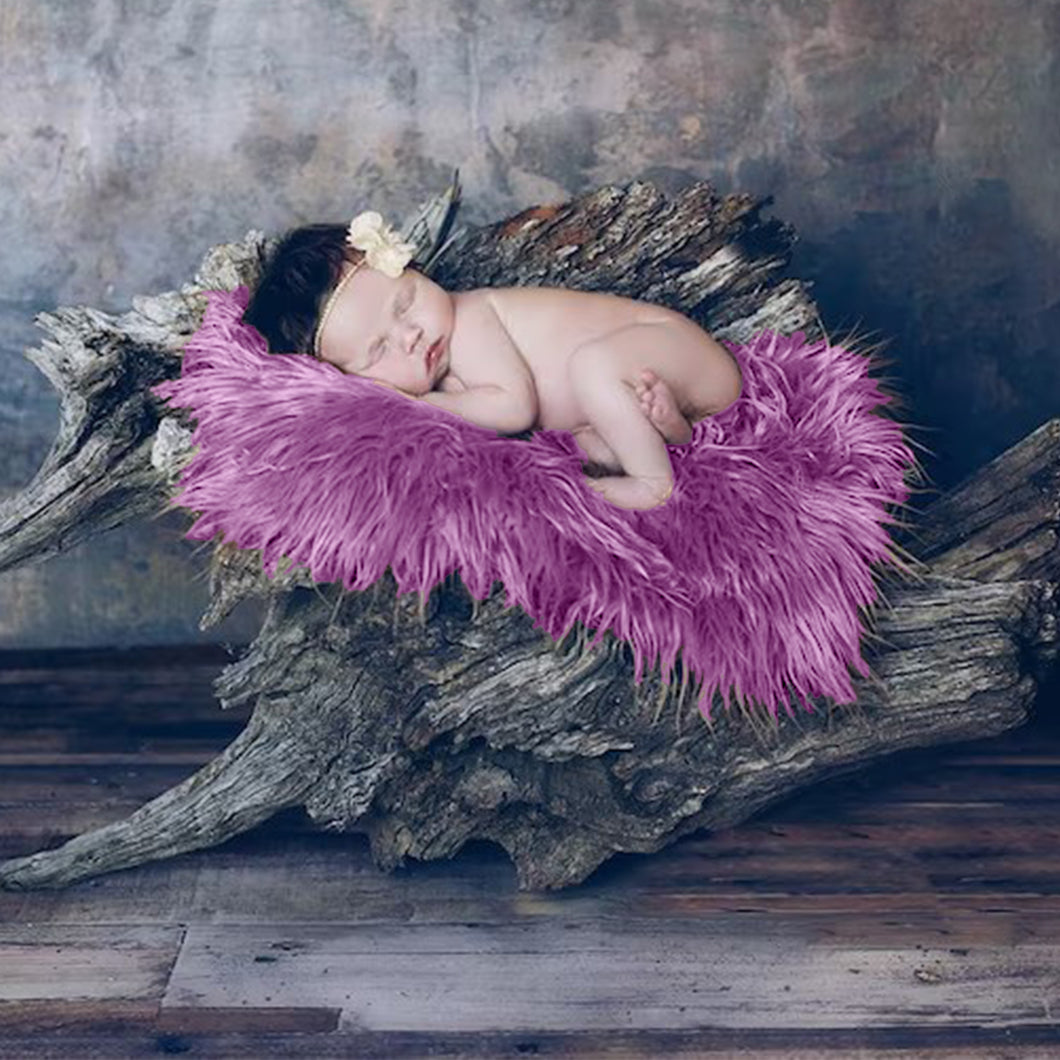 Babymoon Baby Kids Photoshoot Fur Blanket Props | Purple