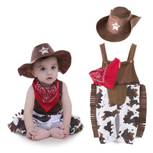 Load image into Gallery viewer, Babymoon | Set of 3 | Cowboy Costume, Hat, Scarf | Baby Photography Props | 6-12 Months
