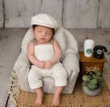Load image into Gallery viewer, Babymoon | Set of 2 | French Cap &amp; Pant | Baby Photography Props | Costume | White
