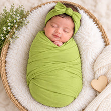 Load image into Gallery viewer, Babymoon Jersey Stretchable Baby Photography Shoot Wrap Cloth | Lime Green
