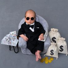 Load image into Gallery viewer, Babymoon Set of 3 | Canvas Money Bag Pouch with Drawstring Dollar Sign Baby Photoshoot Props | Halloween Cosplay | Coins Storage Bag
