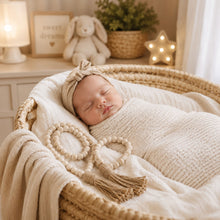 Load image into Gallery viewer, Babymoon 100cm Wooden Bead Garland with Jute Tassels Baby Photoshoot Props | Backdrop Styling Accessories | Decorative Add-ons
