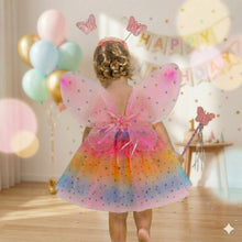 Load image into Gallery viewer, Babymoon Set of 4 | Girls Birthday Party Rainbow Butterfly Fairy Angel Set | Baby Girls Wings, Tutu, Headband, Wand | Baby Photoshoot Props | Baby Gift Set | 3-8 Yrs
