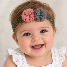 Load image into Gallery viewer, Babymoon | Set of 3 | Designer Princess Baby Girl’s Headbands | Hair Accessories | Flower Yellow  | Star Blue | Round Grey
