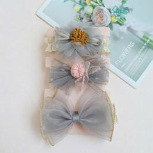 Load image into Gallery viewer, Babymoon | Set of 3 | Designer Princess Baby Girl’s Headbands | Hair Accessories | Flower Blue| Blue Bow
