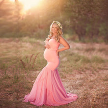 Load image into Gallery viewer, Babymoon Off Shoulder Stretchable Maternity Gown Dress | Pink

