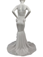 Load image into Gallery viewer, Babymoon Off Shoulder Stretchable Maternity Gown Dress | White
