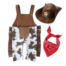 Load image into Gallery viewer, Babymoon | Set of 3 | Cowboy Costume, Hat, Scarf | Baby Photography Props | 6-12 Months
