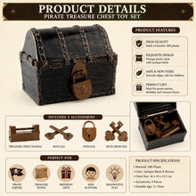 Load image into Gallery viewer, Babymoon Miniature Pirate Treasure Chest Box with Lock &amp; Key | Antique Style Keepsake Organizer | Small Retro Jewellery Box | Storage Case for Baby Photoshoot Props | Decorative Add-ons
