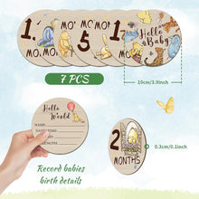 Load image into Gallery viewer, Babymoon Wooden 7pc Double Sided Monthly Baby Milestone Cards | Baby Growth Cards | Monthly Cards | Baby Shower Gifts
