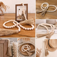 Load image into Gallery viewer, Babymoon 100cm Wooden Bead Garland with Jute Tassels Baby Photoshoot Props | Backdrop Styling Accessories | Decorative Add-ons

