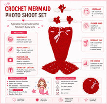 Load image into Gallery viewer, Babymoon Mermaid Newborn Photography Crochet Outfit Costume - Red
