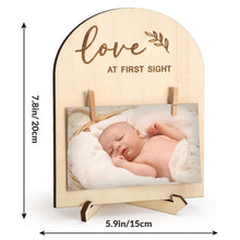 Load image into Gallery viewer, Babymoon Double-Sided Wooden Sign for Pregnancy &amp; Birth Announcement Ultrasound Picture Photo Frame | Nursery Home Décor | Baby Reveal Sign | Baby Shower Gift | Baby Photography Props
