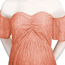 Load image into Gallery viewer, Babymoon Off Shoulder Maternity Gown Dress - Peach
