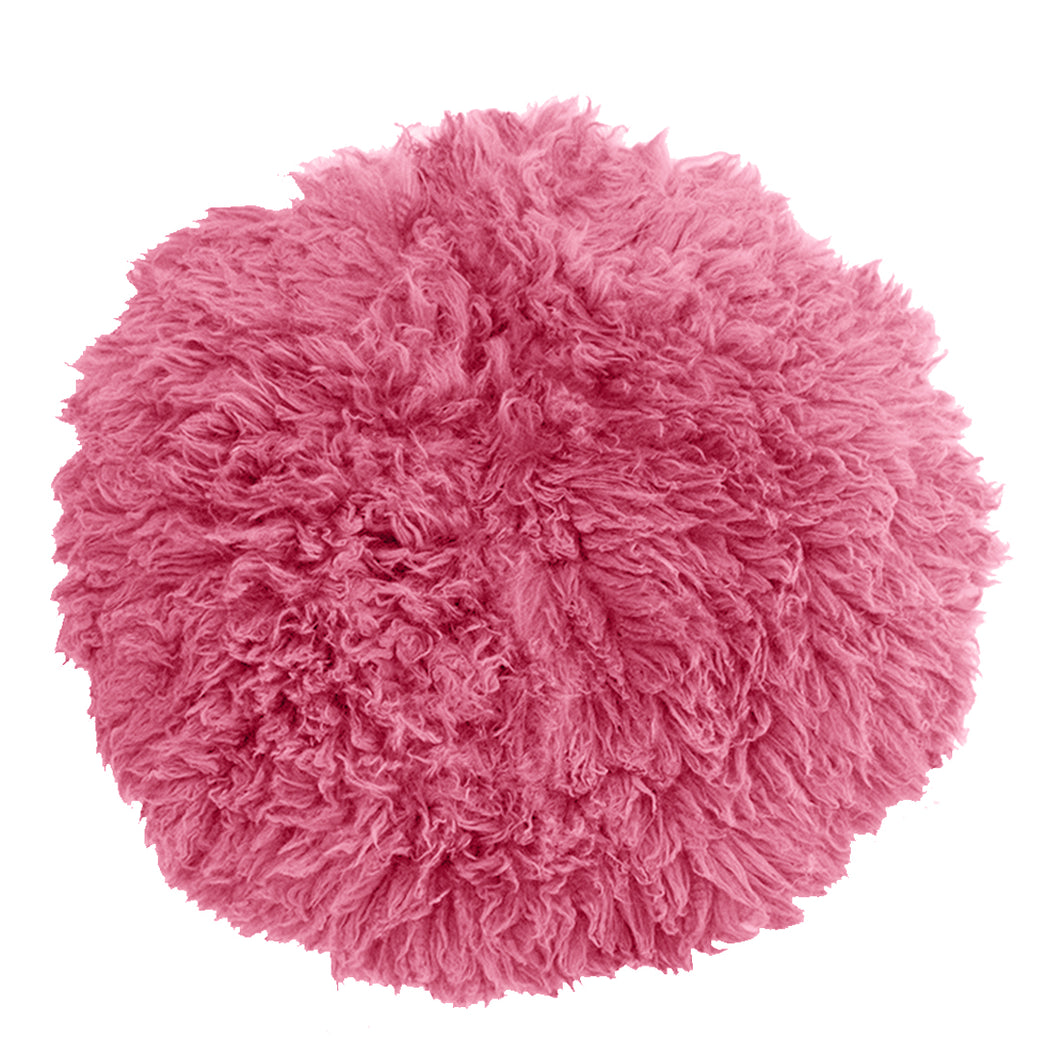Babymoon 30CM | Round Wool Flokati Fur Blanket | Photoshoot Props | Darkpink