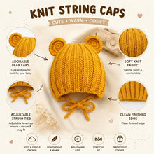 Load image into Gallery viewer, Babymoon Baby Winter Knitted Cap with String Kids Hat | 0-2Y | Yellow
