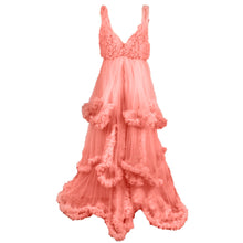 Load image into Gallery viewer, Babymoon Fluffy Off Shoulder Maternity Gown Dress | Pink
