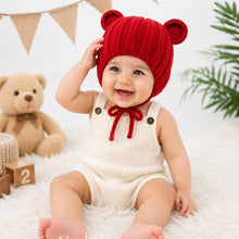 Load image into Gallery viewer, Babymoon Baby Winter Knitted Cap with String Kids Hat | 0-2Y | Red

