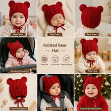 Load image into Gallery viewer, Babymoon Baby Winter Knitted Cap with String Kids Hat | 0-2Y | Red
