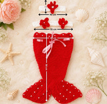 Load image into Gallery viewer, Babymoon Mermaid Newborn Photography Crochet Outfit Costume - Red
