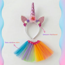 Load image into Gallery viewer, Babymoon Set of 2 | Birthday Party Girls Princess Tutu Skirt with Unicorn Headband | Baby Photoshoot Props | Baby Gift Set | 3-8 Yrs
